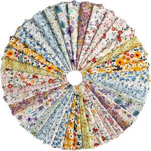 Bright Floral 10x10 Cotton Fabric Bundles - 42 Sheets, 14 Patterns for Quilting